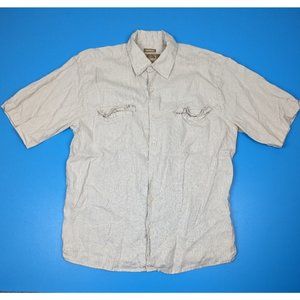 Bruno Button Up Shirt Mens 100% Linen Short Sleeve Solid Beige Washable Pockets